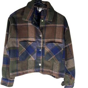 For The Republic Plaid Cropped Jacket Size S